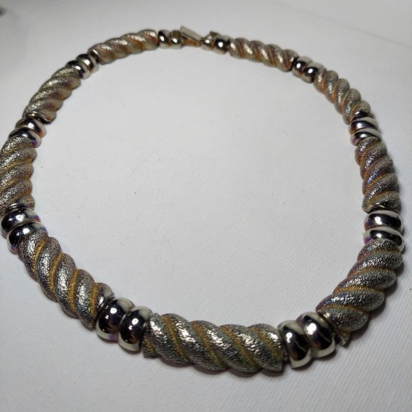 Necklace Silver and Gold-tone metal links 20"  See photos - Picture 1 of 4